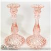 Image 1 : PINK DEPRESSION CANDLE STICK PAIR