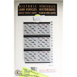 1996 HISTORIC LAND VEHICLES UNCUT PRESS SHEET