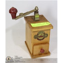 VINTAGE GERMAN 1930'S WOOD COFFEE GRINDER CASTLE