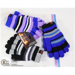 3PK KIDS HEAT WAVE GLOVES