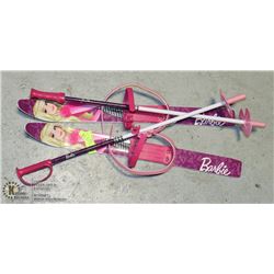 GIRLS CROSS COUNTRY SKIS AND POLES BARBIE