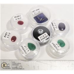 LOT OF 7 RUBY, EMERALD, SAPPHIRE ETC. GEMSTONES