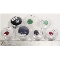 LOT OF 7 RUBY, EMERALD, SAPPHIRE ETC. GEMSTONES