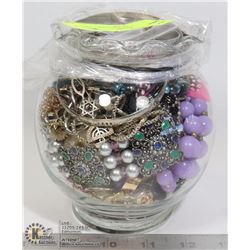 ROSE BOWL OF JEWELRY LOTS OF STERLING SILVER