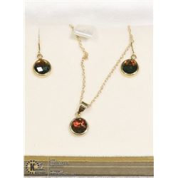 14KT AMMOLITE KORITE EARRINGS AND NECKLACE
