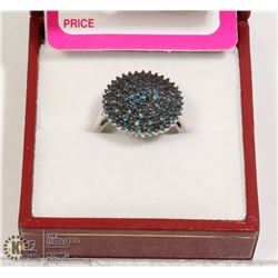 10KT WHITE GOLD WITH 1CT BLUE DIAMONDS SIZE 5