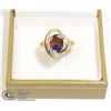 Image 1 : 14KT & AMMOLITE "ROSALIND" OPEN WORK RING SZ 6