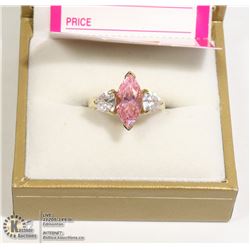 14KT WHITE TOPAZ & PINK SAPPHIRE SIZE 6