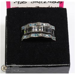 .925 3 PC STACKABLE RING WITH BLUE DIAMONDS