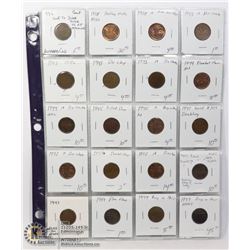 LOT OF 20 VARIOUS CANADA 1c ERRORS & VARIETIES