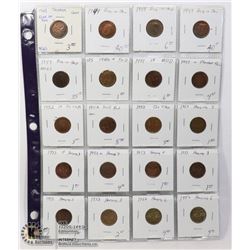 LOT OF 20 VARIOUS CANADA 1c ERRORS & VARIETIES