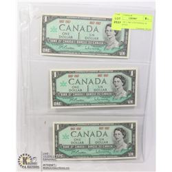 GROUP OF 3 1967 CENTENNIAL $1 BANKNOTES