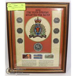 1973 RCMP SILVER DOLLAR COIN SET IN FRAME