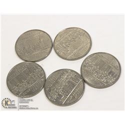 1 BAG OF 5 CANADA DOLLAR COINS 1982 CONSTITUTION