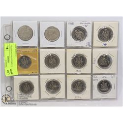 LOT OF 12 CANADA 50 CENT COINS