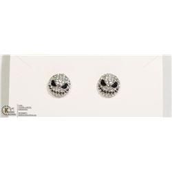 NEW JACK SKELLINGTON SPARKLE SKULL STUD EARRINGS