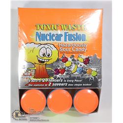 BOX WITH 12 42G DRUMS OF TOXIC WASTE SOUR CANDYS