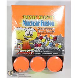 BOX WITH 12 42G DRUMS OF TOXIC WASTE SOUR CANDYS
