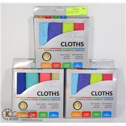 THREE NEW 4 PACKS OF MICROFIBER CLOTHS