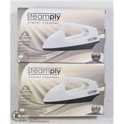 LOT OF 2 NEW STEAMPLY WHITE TRAVEL STEAMERS