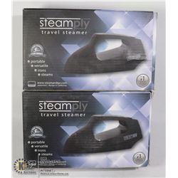 LOT OF 2 NEW STEAMPLY BLACK TRAVEL STEAMERS