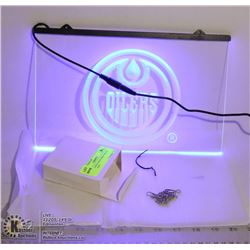 NEW LIGHTED NEON SIGN "BLUE" OILERS LOGO