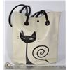 Image 1 : CREAM AND BLACK CAT THEMED BAG