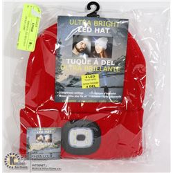 NEW ULTRA BRIGHT LED RED HAT W/ 4 LED HEAD LAMP