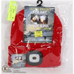 NEW ULTRA BRIGHT LED RED HAT W/ 4 LED HEAD LAMP
