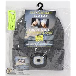 NEW ULTRA BRIGHT LED GREY HAT W/ 4 LED HEAD LAMP