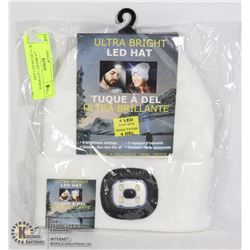 NEW ULTRA BRIGHT LED WHITE HAT W/ 4 LED HEAD LAMP