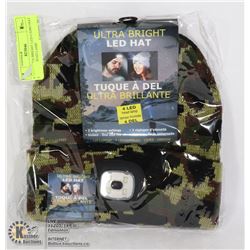 NEW ULTRA BRIGHT LED CAMO HAT W/ 4 LED HEAD LAMP