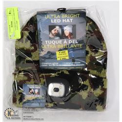 NEW ULTRA BRIGHT LED CAMO HAT W/ 4 LED HEAD LAMP