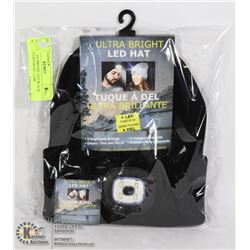 NEW ULTRA BRIGHT LED BLACK HAT W/ 4 LED HEAD LAMP