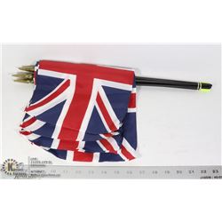 BUNDLE OF BRITISH FLAGS ON STICKS