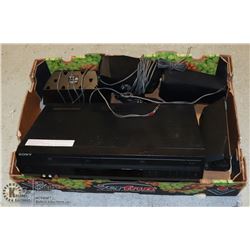 BOX OF SONY VHS/ DVD PLAYER & SPEAKERS.