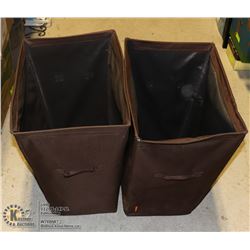 SET OF 2 DARK BROWN CANVAS & METAL