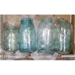 4 VINTAGE ATLAS MASON JARS