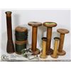 Image 1 : YARN SPOOLS, CANDLE HOLDER, WOODEN PERNS