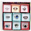 Image 1 : 10)  LOT OF 9 FASHION RINGS