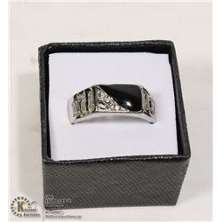 MENS TITANIUM ALLOY CUBIC ZIRCONIA BLACK