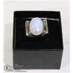 HEAVY 925 RING WITH LARGE MOONSTONE SIZE 8
