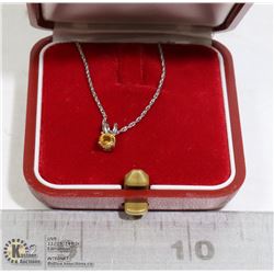 STERLING SILVER CITRINE PENDANT AND CHAIN