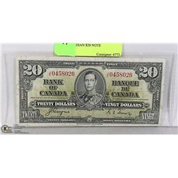 1937 CANADIAN $20 NOTE