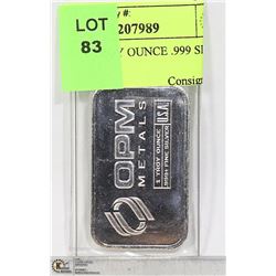 US OPM 1 TROY OUNCE .999 SILVER BAR