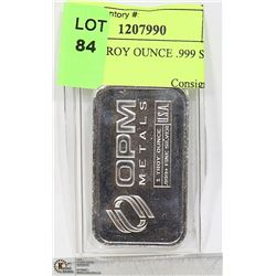 US OPM 1 TROY OUNCE .999 SILVER BAR