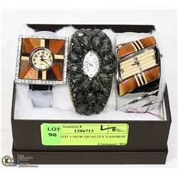 BOX WITH 3 NEW QUALITY FASHION WATCHES