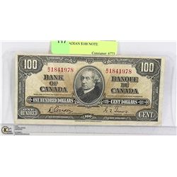 1937 CANADIAN $100 NOTE