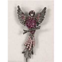 RHINESTONE BIRD DESIGN BROOCH
