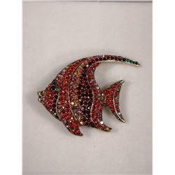 FISH DESIGN RHINESTONE BROOCH